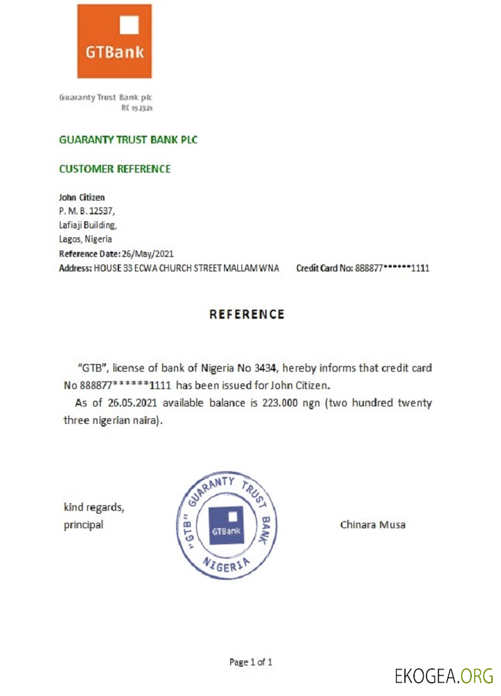 Nigéria , GTBank , reference